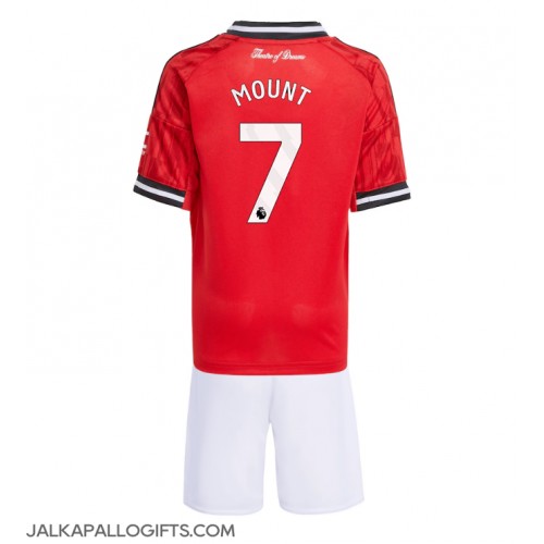 Manchester United Mason Mount #7 Koti Peliasu Lasten 2025-26 Lyhythihainen (+ Lyhyet housut)